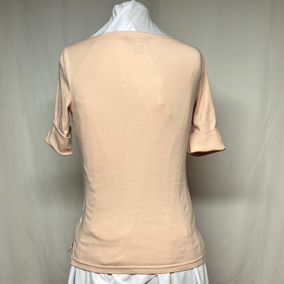 Lauren Ralph Lauren Women's Soft Peach Boat Neck 3/4 Sleeve Top Size M - Picture 5 of 6